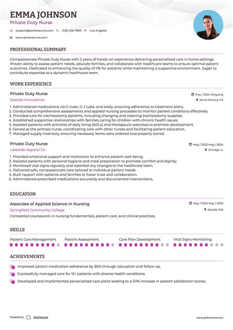 10+ Private Duty Nurse Resume Samples & Templates for 2025