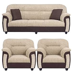 Torque - Ruben 5 Seater Fabric Sofa for Living Room (3+1+1, Beige-Brown ...