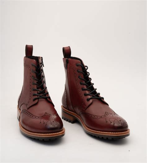 Goodyear Welted Burgundy Crust Wingtip Brogue Zipper Boot – Kozasko