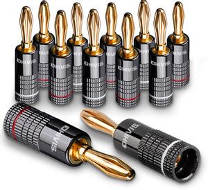 dhivis Banana Plugs, 12 Pcs, Premium 24k Gold Plated, Dual Screw Lock ...