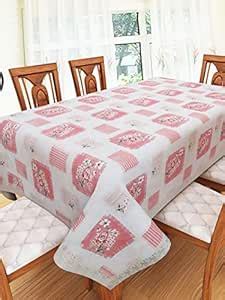 Buy Clasiko 6 Seater PVC Table Cover; White Heart Print On Grey Base ...