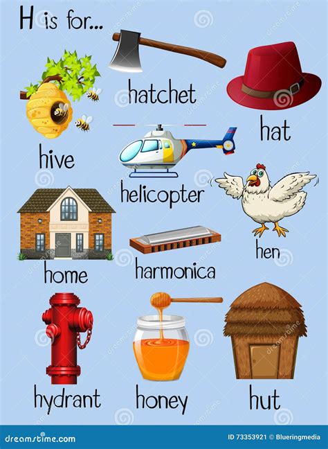 Beaucoup De Mots Pour La Lettre H Illustration de Vecteur - Illustration du lettrage ...
