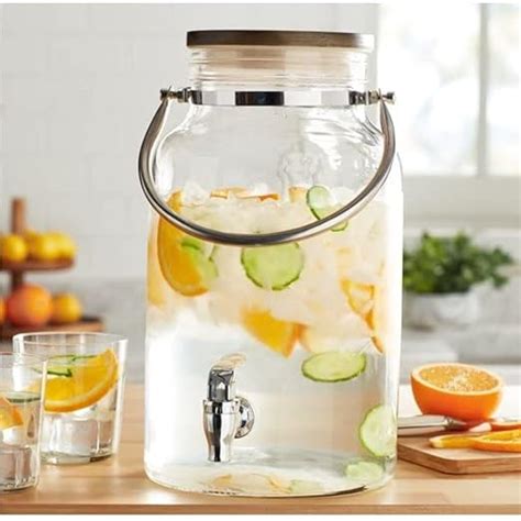 Buy Shree Hari 5.5 Liter Glass Cold Water Mason Jar Dispenser Drink ...