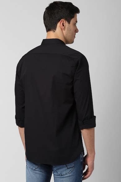 Buy Men Black Slim Fit Solid Full Sleeves Casual Shirt Online - 469927 ...