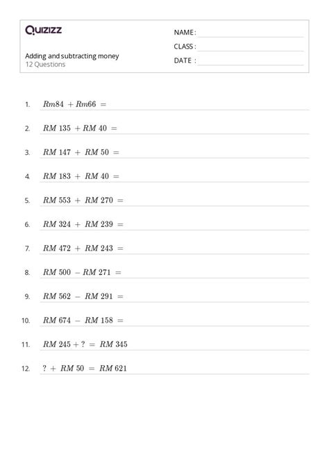 50+ Subtracting Money worksheets for 3rd Class on Quizizz | Free ...