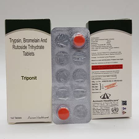Triponit - Trypsin, Bromelain and Rutoside Trihydrate Tablets - Acinom ...