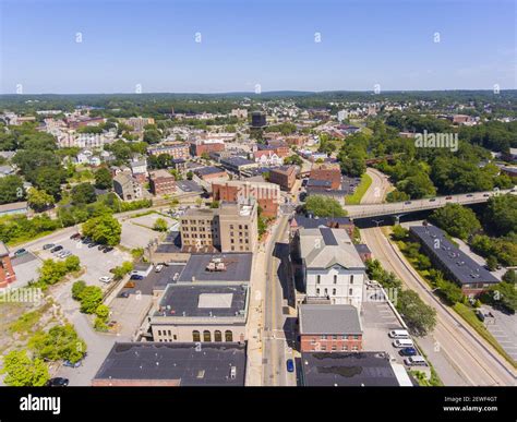 Woonsocket City Hall and Main Street Historic District aerial view in ...
