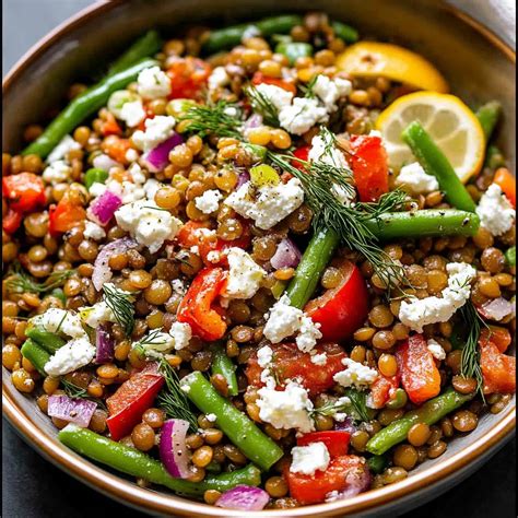 Easy Mediterranean Lentil Salad with Feta and Herbs - Savoury Flavor