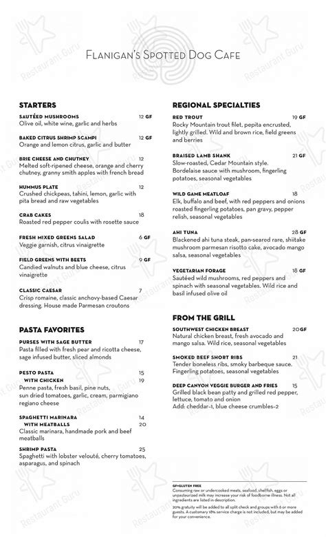 Menu at Spotted Dog pub & bar, Springdale, 428 Zion Park Blvd