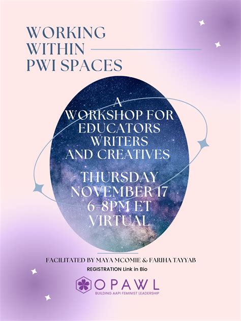 Working Within PWI Spaces: A Workshop for Educators, Writers, Creatives ...