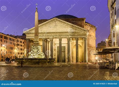 Ancient Pantheon Building in Rome at Night, Italy Editorial Image - Image of monument, italian ...