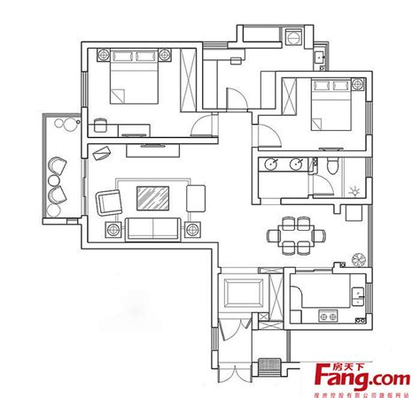 三房两厅室内平面图2019-房天下家居装修网