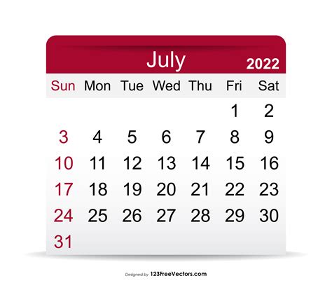 Free Download July 2022 Calendar