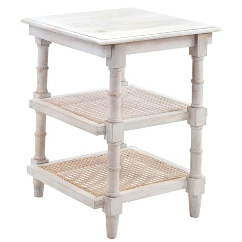 Chesterfield Wood & Cane 3 Shelf Side Table - Pier 1