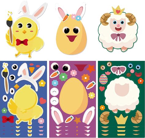 Buy HOWAF 24 Sheets Easter Egg Bunny Decorating Stickers for Kids ...