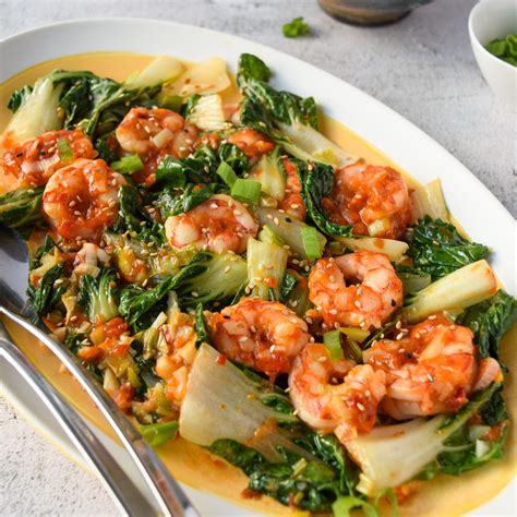 Spicy Garlic Butter Shrimp and Baby Bok Choy - Stuff on a Plate