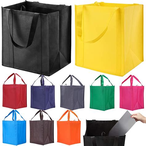 10 Pack Reusable Reinforced Handle Grocery Bags - Heavy Duty Large ...