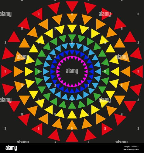 Colorful radial pattern. Bright triangular shapes. Geometric vector ...