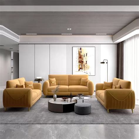 FURNY Auromax 7 Seater Fabric 3+2+2 Sofa Set - (Beige) : Amazon.in ...