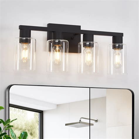 DIDUIO Black Vanity Lights for Bathroom 4 Light Bathroom Vanity Light ...