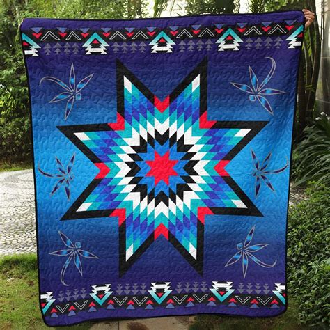 Native American Star Quilt Blanket, Indigenous Geometric Blankets ...