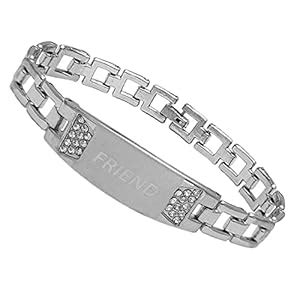 Buy M Men Style Friendship Day Special Friend Word Wristband Silver ...