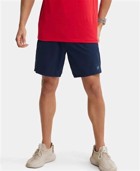 Buy Recycled Microfiber Elastane Stretch Solid Shorts with Zipper ...