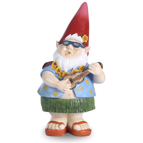 Garden Gnome Statues - Hawaii Theme Resin Gnome Figurines Playing The ...