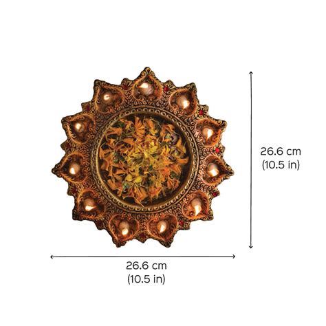 Buy Handmade Medium Decorative 11 Terracotta Diya & Urli Platter | 10.5 ...