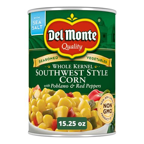 Del Monte Southwest Whole Kernel Corn with Peppers, Canned Vegetables ...