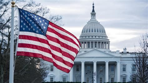 Premium Photo | American flag flag is flying in front of a white house