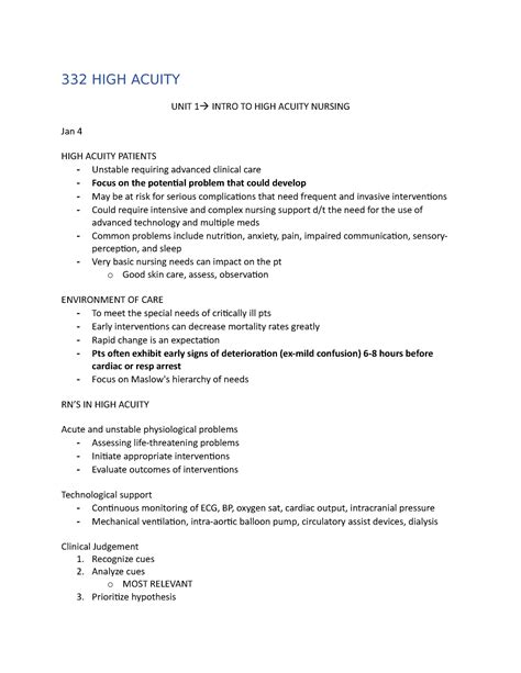 332 HIGH Acuity - textbook - 332 HIGH ACUITY UNIT 1 INTRO TO HIGH ...