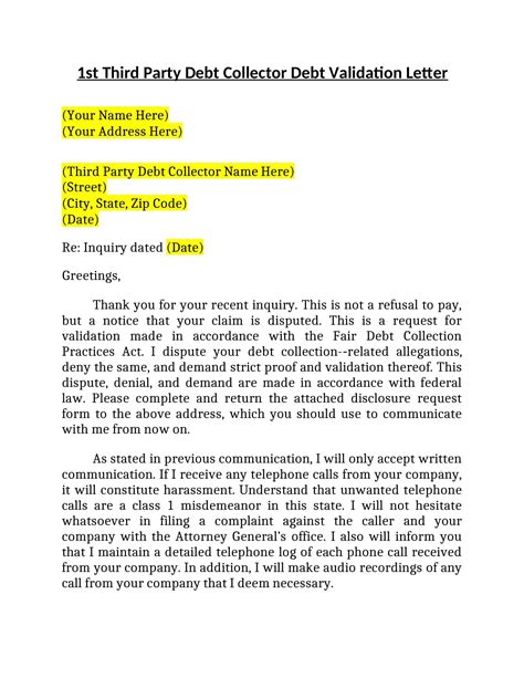 Free Printable Debt Validation Letter Templates [PDF, Word] Medical