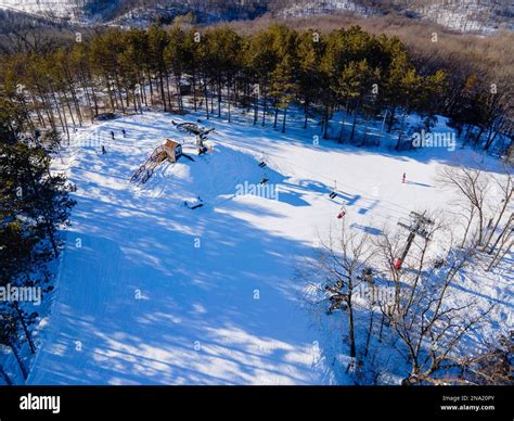 Aerial photograph from Tyrol Basin Ski Area, near Mt. Horeb, Wisconsin ...