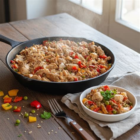 One-Pan Quinoa Chicken Recipe with Vegetables (High-Protein Family Meal ...