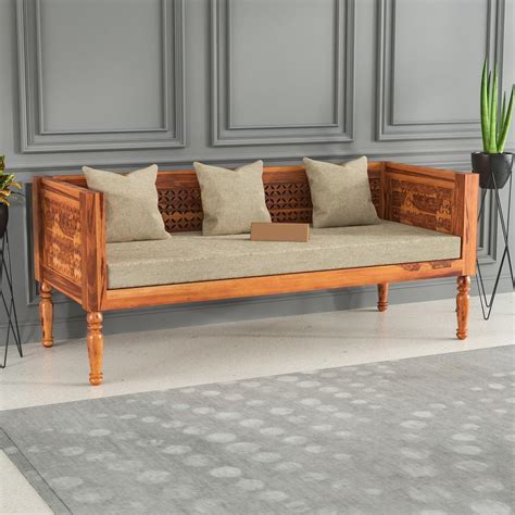 RAMA HANDICRAFT Wooden 3 Seater Sofa Set for Living Room & Drawing Room ...