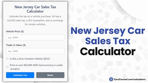 New Jersey Car Sales Tax Calculator 2026 – Fast, Free & Accurate