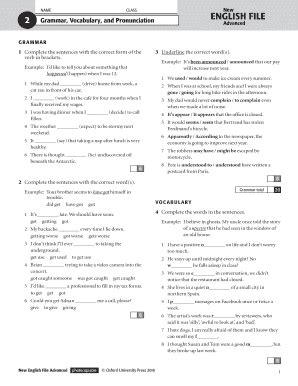 Fillable Online docs iamtutor NAME 2 New CLASS Advanced ENGLISH FILE ...
