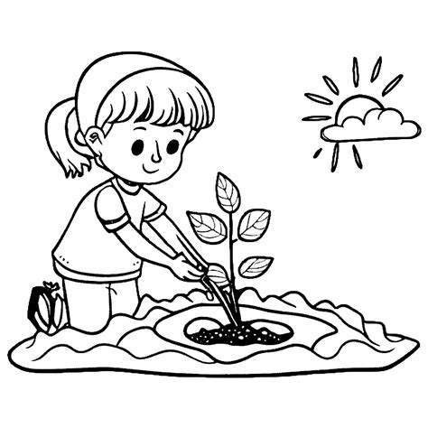 Planting Seed Coloring Page