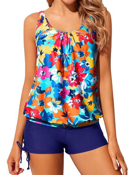 Yonique Blouson Tankini Swimsuits for Women 2 Piece Bathing Suits Tops ...