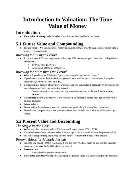 Chapter 5 Introduction to Valuation Time Value of Money - Introduction to Valuation: The Time ...