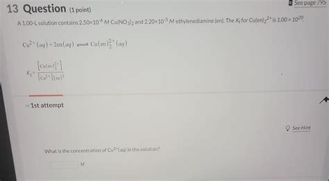 Solved A 1.00- L solution contains 2.50×10−4MCu(NO3)2 and | Chegg.com