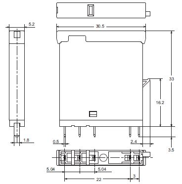 G2RV-ST Slim I/O Relay/Dimensions | OMRON Industrial Automation India