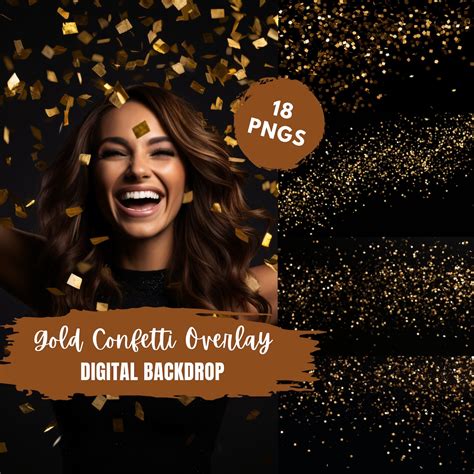 Buy Gold Confetti Overlay for Photo Editing, Silvester Overlay, Digital ...