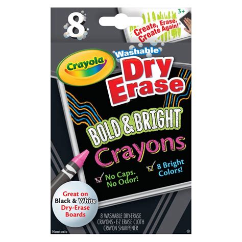 Crayola Washable Bold & Bright Dry Erase Crayons 8-Color Set