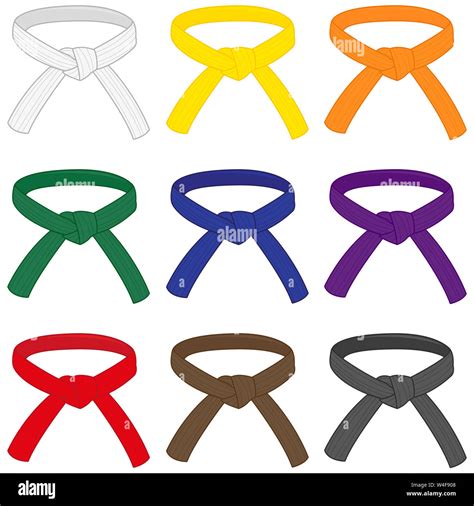 Illustration collection of martial arts belts with different rank ...