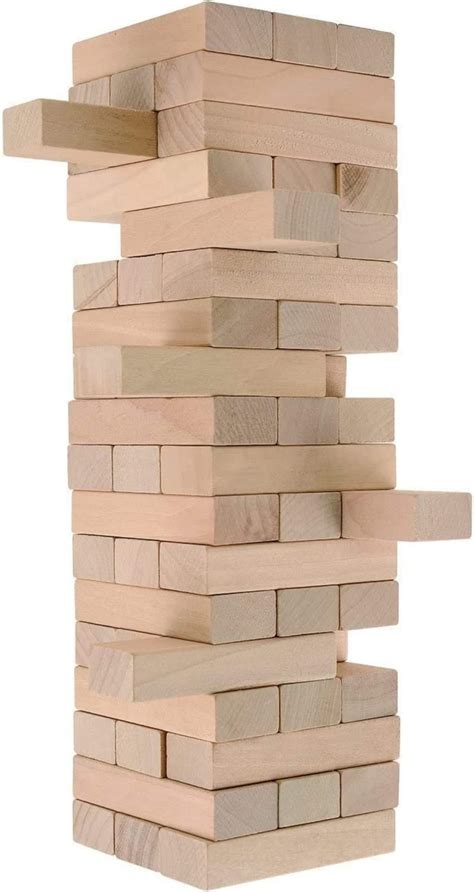 Buy Tumbling Tower, Plain Pine Wood Block Stacking Game, Challenging ...