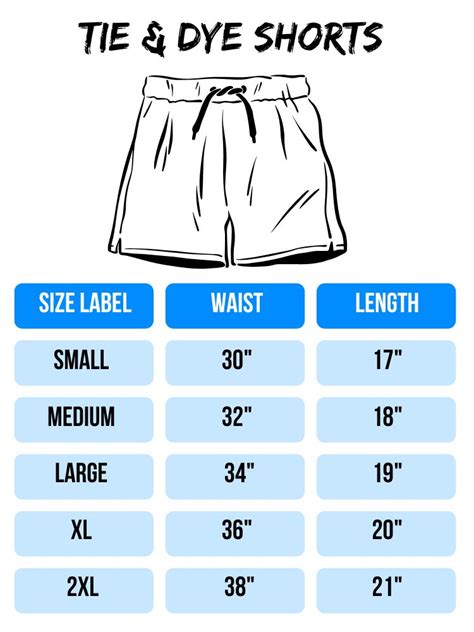 Tie Dye Shorts Size Chart – T Bhai