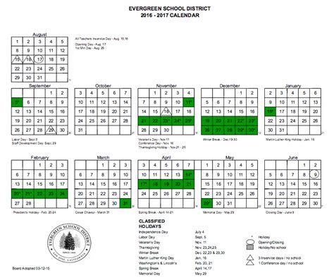 Evergreen College Calendar