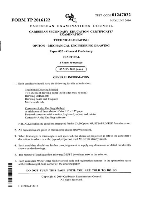 Image result for CSEC Technical Drawing Paper 1